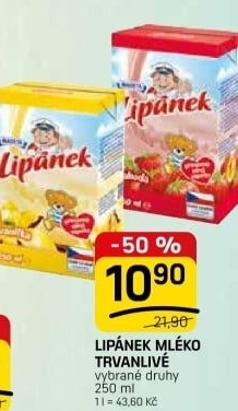 Nápoj mléko ochucené Lipánek Madeta