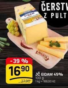 Sýr Eidam Jihočeský 45% Madeta