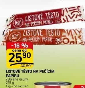 Těsto listové rozválené Lef