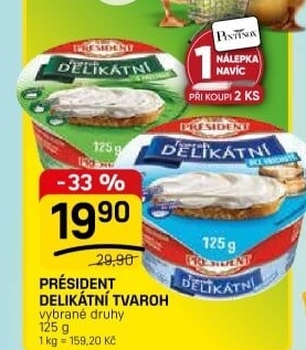 Tvarohové pomazánky Delikátní Président