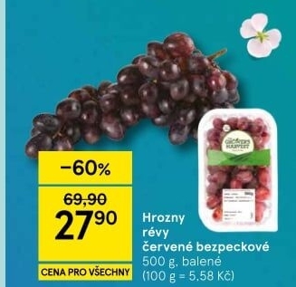 Hrozny červené bezsemenné The Grower'
