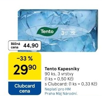 Papírové kapesníčky 3vrstvé Tento - box