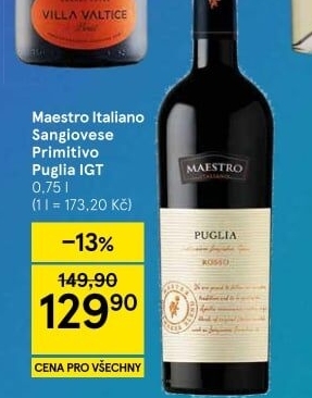 Víno Sangiovese Primitivo Puglia Maestro Italiano
