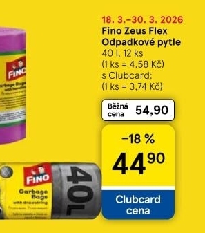 Zatahovací pytle na odpadky Zeus Flex 40 l Fino