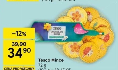 Čokoládové mince Tesco