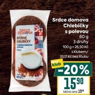 Rýžové chlebíčky polomáčené Srdce Domova