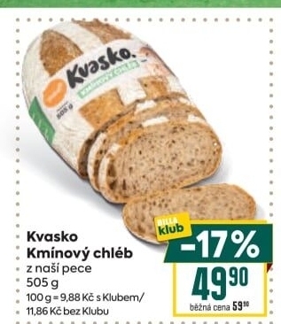 Chléb kmínový Kvasko Minit