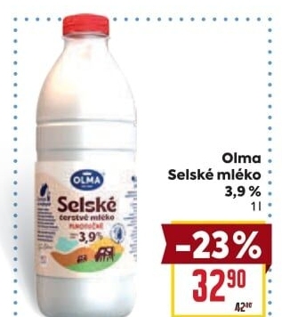 Mléko čerstvé selské Olma - 3,9% plnotučné