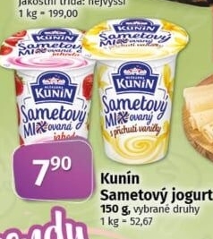 Ochucený jogurt sametový Mlékárna Kunín