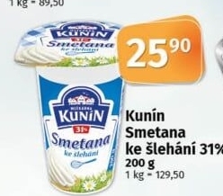 Smetana ke šlehání Mlékárna Kunín 31%