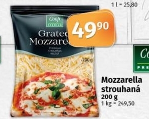 Sýr Mozzarella strouhaná Coop Premium