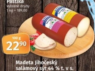 Sýr uzený salámový 44% Jihočeský Madeta