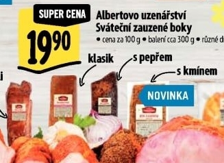 Sváteční zauzený bok Albertovo uzenářství