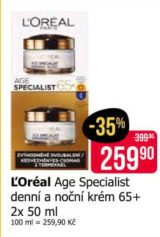 Balení krém denní a noční Age Specialist L'
