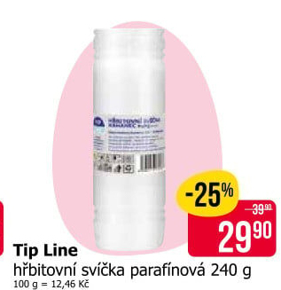 Svíčky hřbitovní Tip Line - náplň