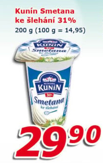 Smetana ke šlehání Mlékárna Kunín 31%