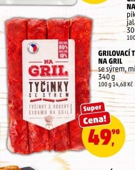 Grilovací tyčinky se sýrem Na gril Penny