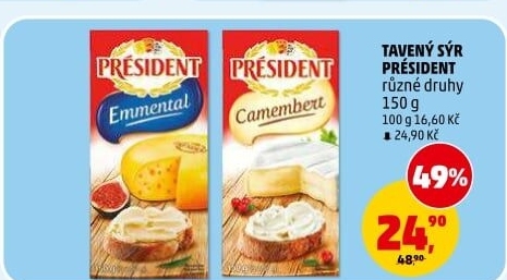 Tavené sýry Président