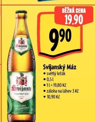Pivo světlý ležák 11° Svijanský Máz Svijany
