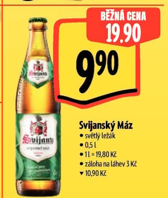 Pivo světlý ležák 11° Svijanský Máz Svijany
