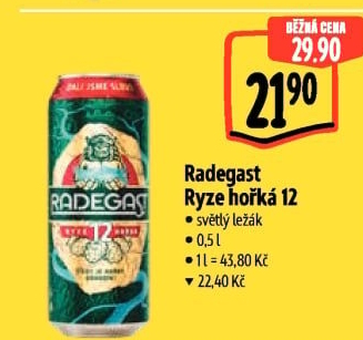 Pivo světlý ležák 12° Ryze hořká Radegast