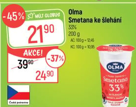 Smetana ke šlehání Olma 33%