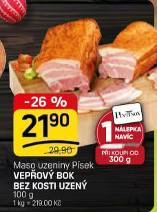 Vepřový bok uzený bez kosti Maso uzeniny Písek