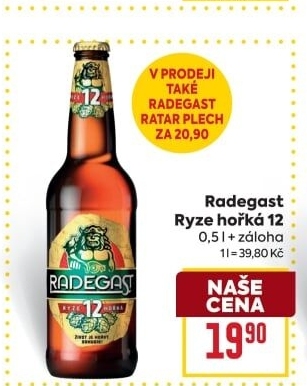 Pivo světlý ležák 12° Ryze hořká Radegast
