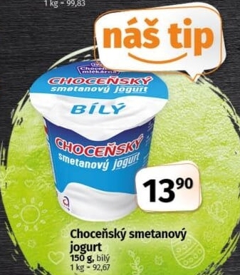 Bílý jogurt smetanový Choceňský
