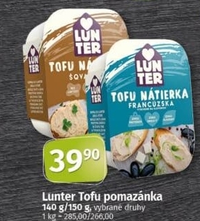 Pomazánky tofu Lunter
