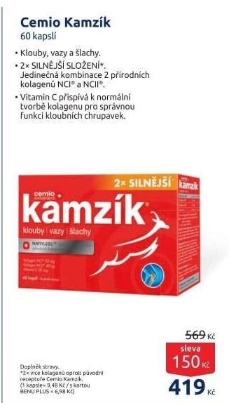 Doplněk stravy na vazy, klouby a šlachy 2x silnější Kamzík Cemio