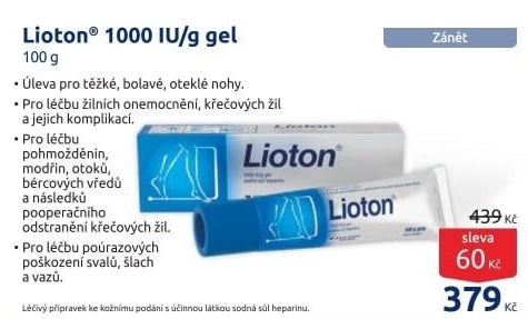 Gel na křečové žíly 1000 IU Lioton