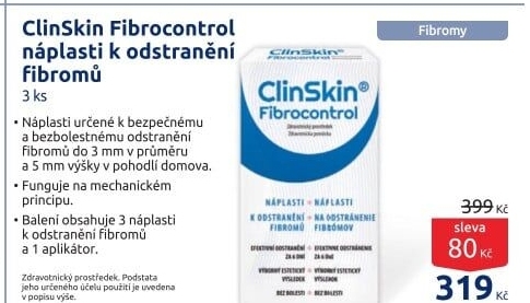 Náplasti k odstranění fibromů Fibrocontrol ClinSkin