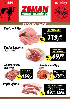 akční leták ZEMAN maso - uzeniny 7.4.2026-11.4.2026