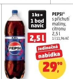 Limonáda bez kalorií ochucená Pepsi