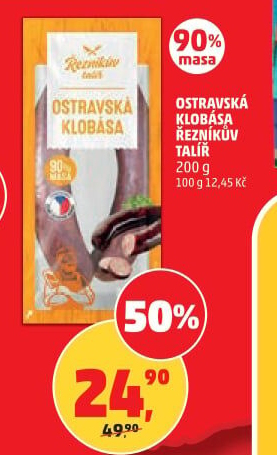 Ostravská klobása Řezníkův talíř