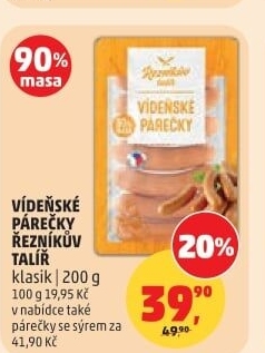 Vídeňské párečky Řezníkův talíř
