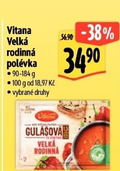 Instantní polévka Velká rodinná Vitana