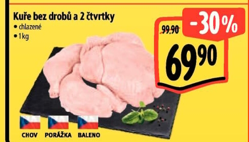 Kuře + 2 kuřecí čtvrtky