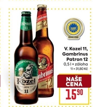 Pivo světlý ležák 11° Medium Velkopopovický Kozel