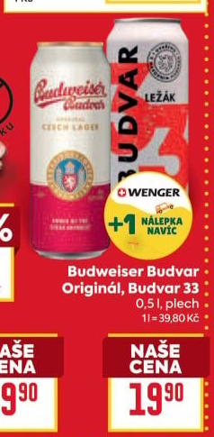 Pivo světlý ležák Original Budweiser Budvar