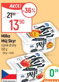 Dezert zakysaný ochucený Můj Skyr 0% Milko