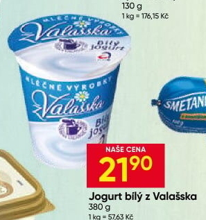 Bílý jogurt z Valašska Mlékárna Valašské Meziříčí