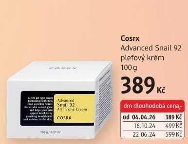 Pleťový krém Advanced Snail 92 COSRX