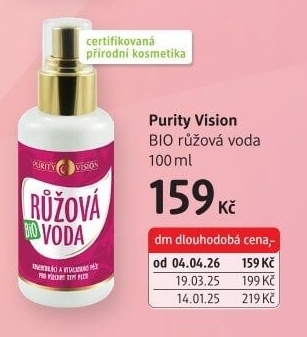 Růžová voda bio Purity Vision