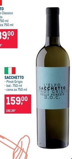Víno Pinot Grigio Sacchetto