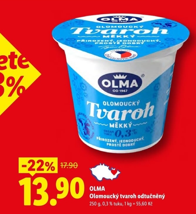 Tvaroh odtučněný Olomoucký Olma
