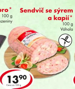 Nářez sendvičový se sýrem a kapií Váhala