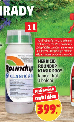 Prostředek k hubení plevelů Klasik Pro Roundup