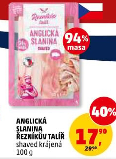 Anglická slanina shaved Řezníkův talíř